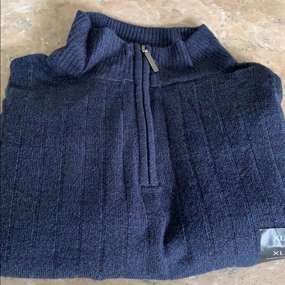 Geoffrey Beene Navy Blue Pullover Sweater 1/4 Zip